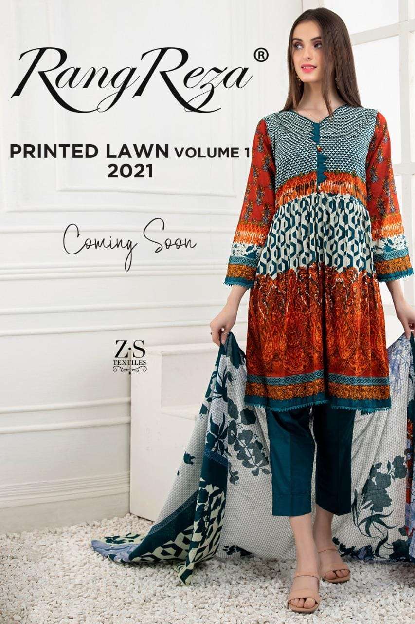RangReza Printed Lawn Collection 2021 Vol-1